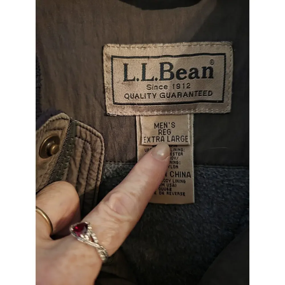 Vintage LL Bean Parka Coat Cotton Insulated USA Mens XL Green Winter Ski Lodge